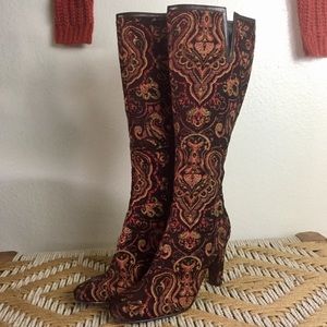 Vintage Textile leather boots